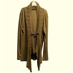 Vintage Green Knit Sweater with Buckle Detail - Size Large